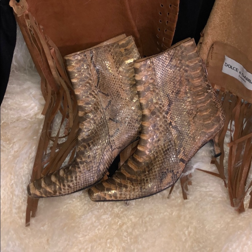 Stuart Weitzman Snakeskin Leather Boots/Booties